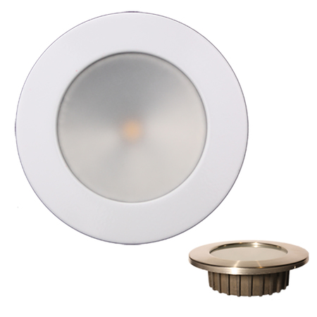 LUNASEA LIGHTING Recessed 3.5 LED Light-Warm White, Blue w/White SS Bezel-12VDC LLB-46WB-0A-WH